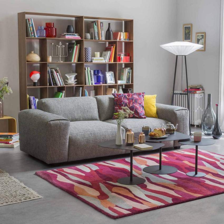 Fasoli fabric 3-seater sofa with left chaise longue - Light grey