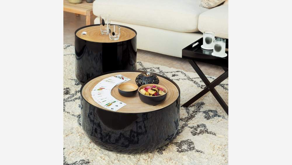 Black bamboo side table 40cm