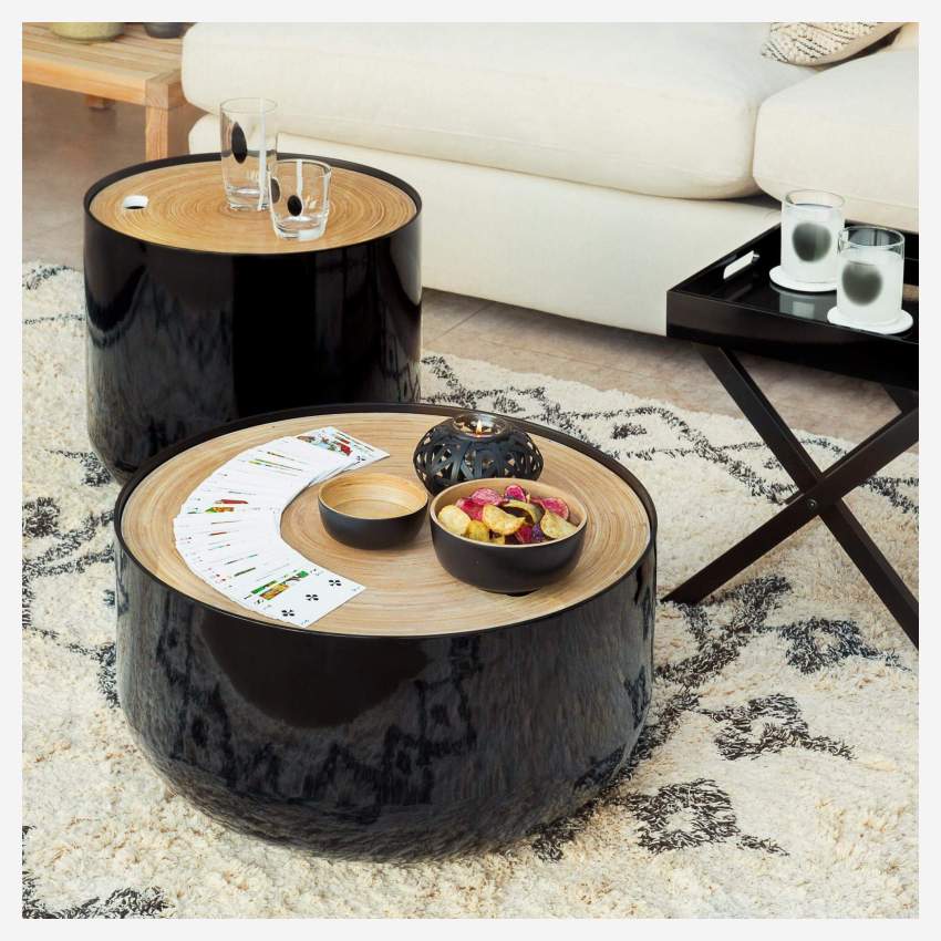 Black bamboo side table 40cm