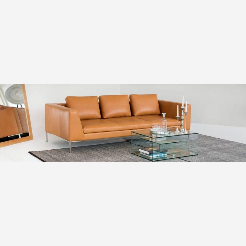 2-Sitzer-Sofa mit Chaiselongue links aus Eton-Leder - Cremefarben