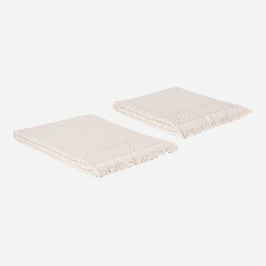 Lot de 2 serviettes de bain - 50 x 100 cm + 70 x 140 cm - Beige