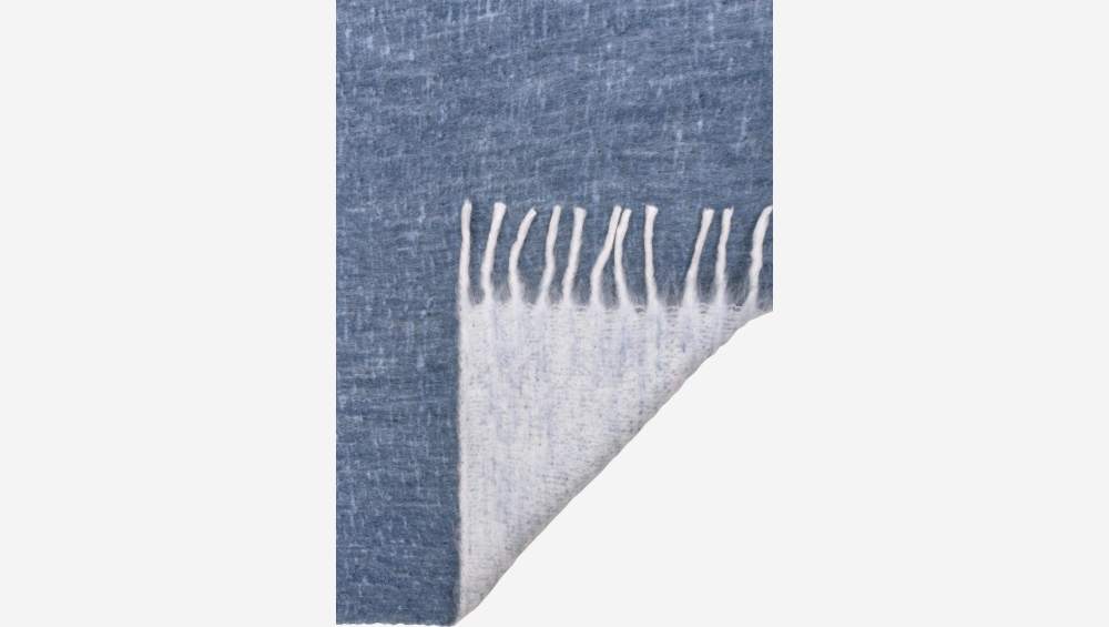 Plaid réversible en laine - 130 x 170 cm - Bleu