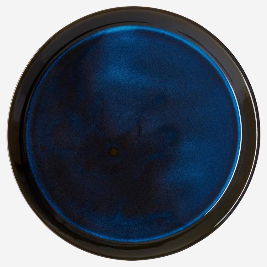 Assiette plate en grès - 27 cm - Bleu