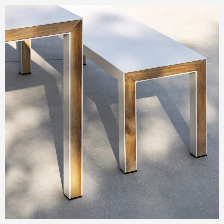 Gartentisch aus Aluminium mit Teakholz-Einsätzen - Grau