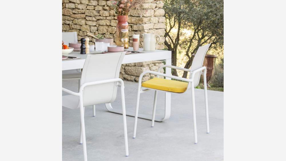 Chaise de jardin en aluminium et textilène avec accoudoir - Gris tourterelle