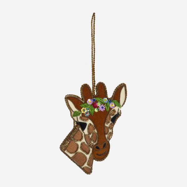 Décoration de Noël - Girafe à accrocher en velours - Marron