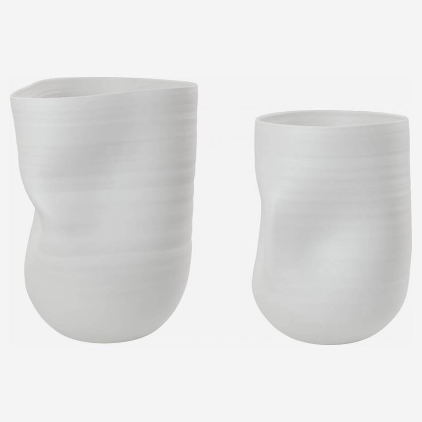 Vase organique en grès - 31,5 cm - Blanc