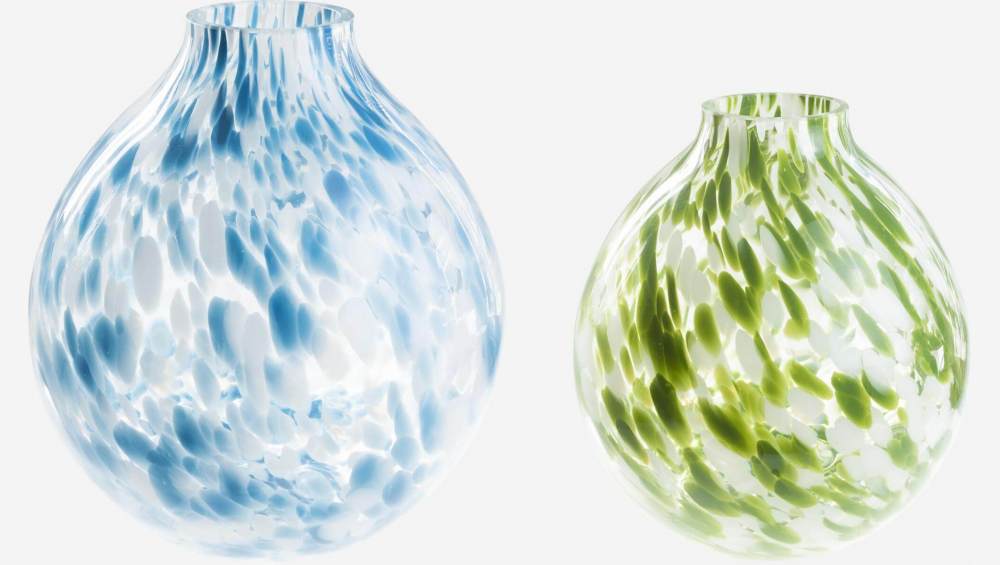 Vase en verre soufflé bouche - 25 x 27 cm - Vert