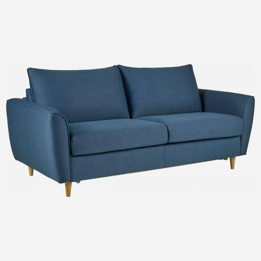 Sofá cama 3 plazas de tela con somier de láminas - Azul