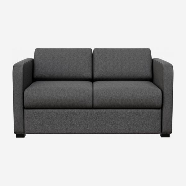 Sofá-cama compacto de tecido com braços finos e ripas - Cinza escuro 