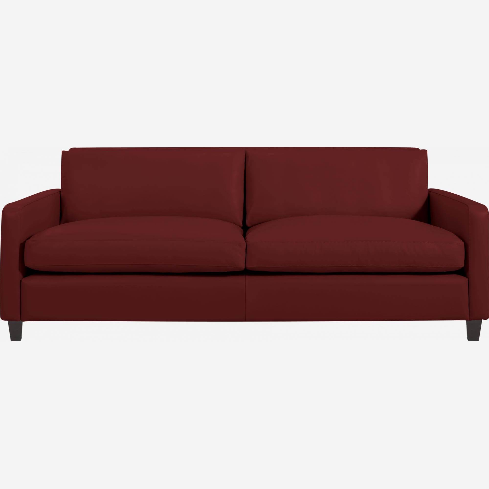 3-Sitzer-Sofa aus Leder - Rot - Schwarze Füße