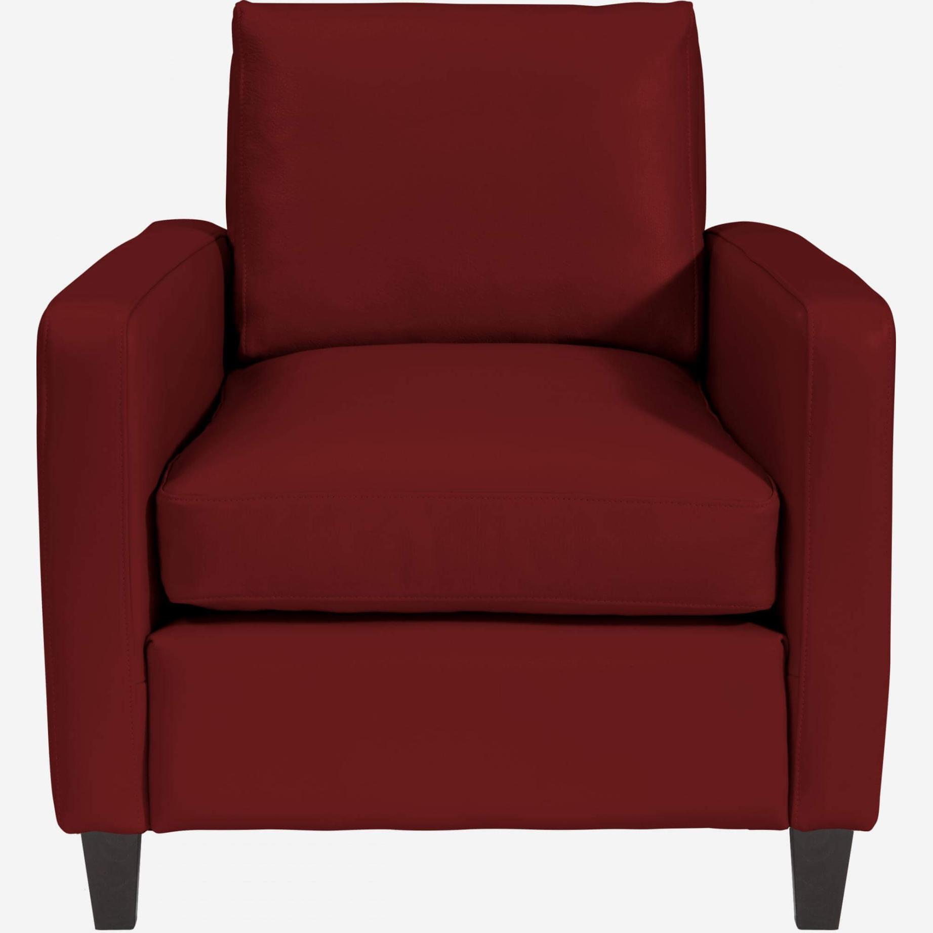 Fauteuil in leer - Rood - Zwarte poten