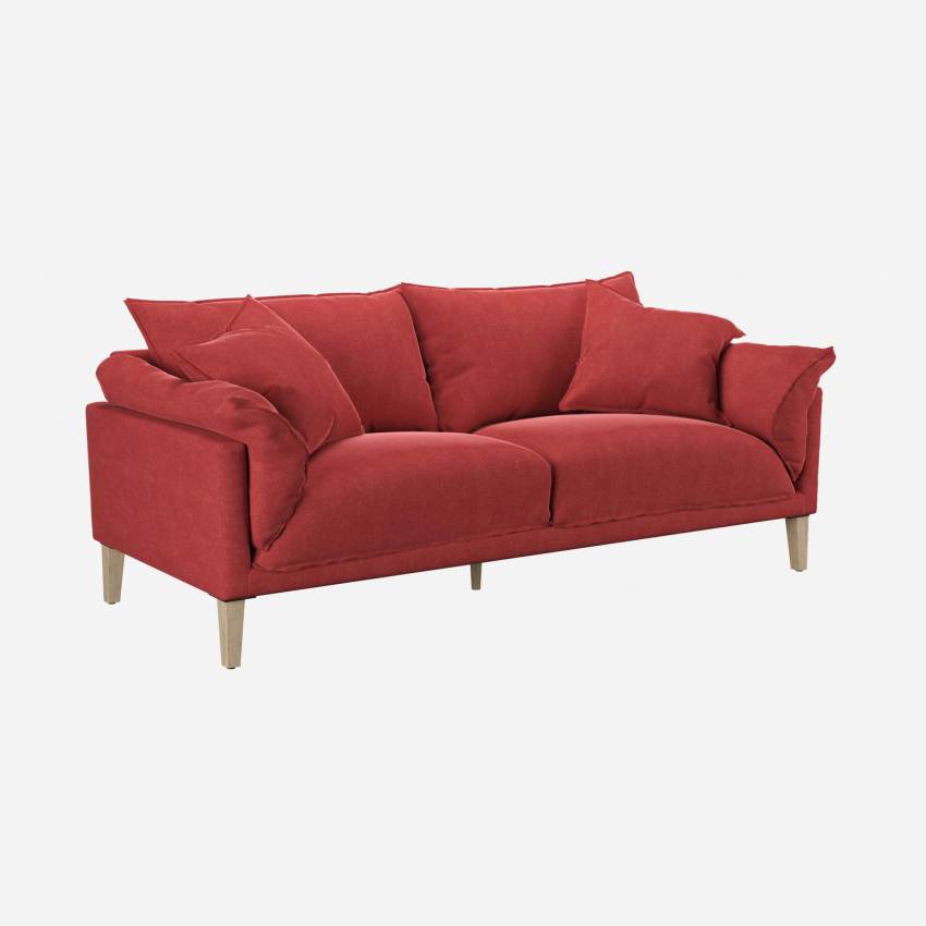 3-Sitzer-Sofa aus Leinen - Rot