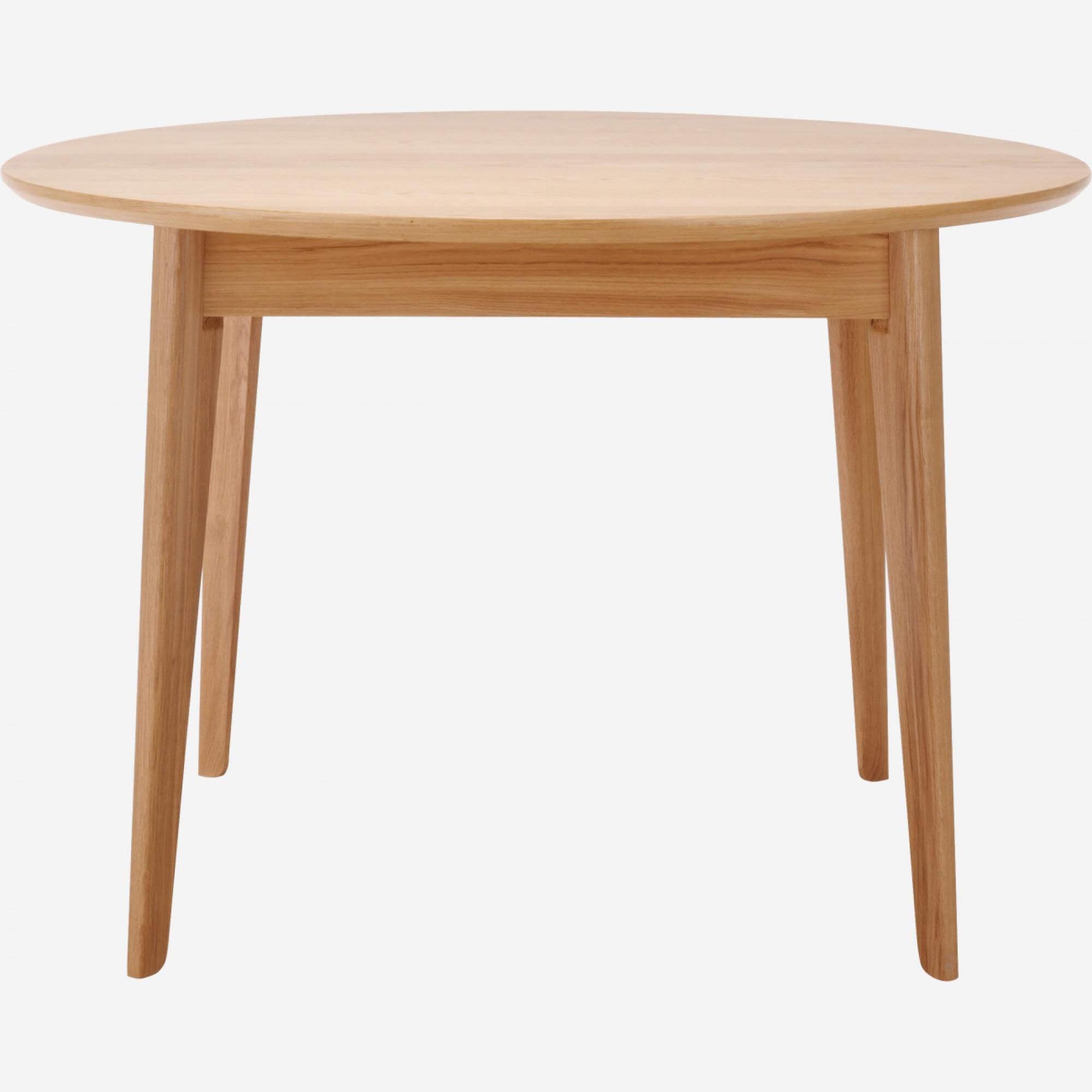 Oak extendible round dining room table