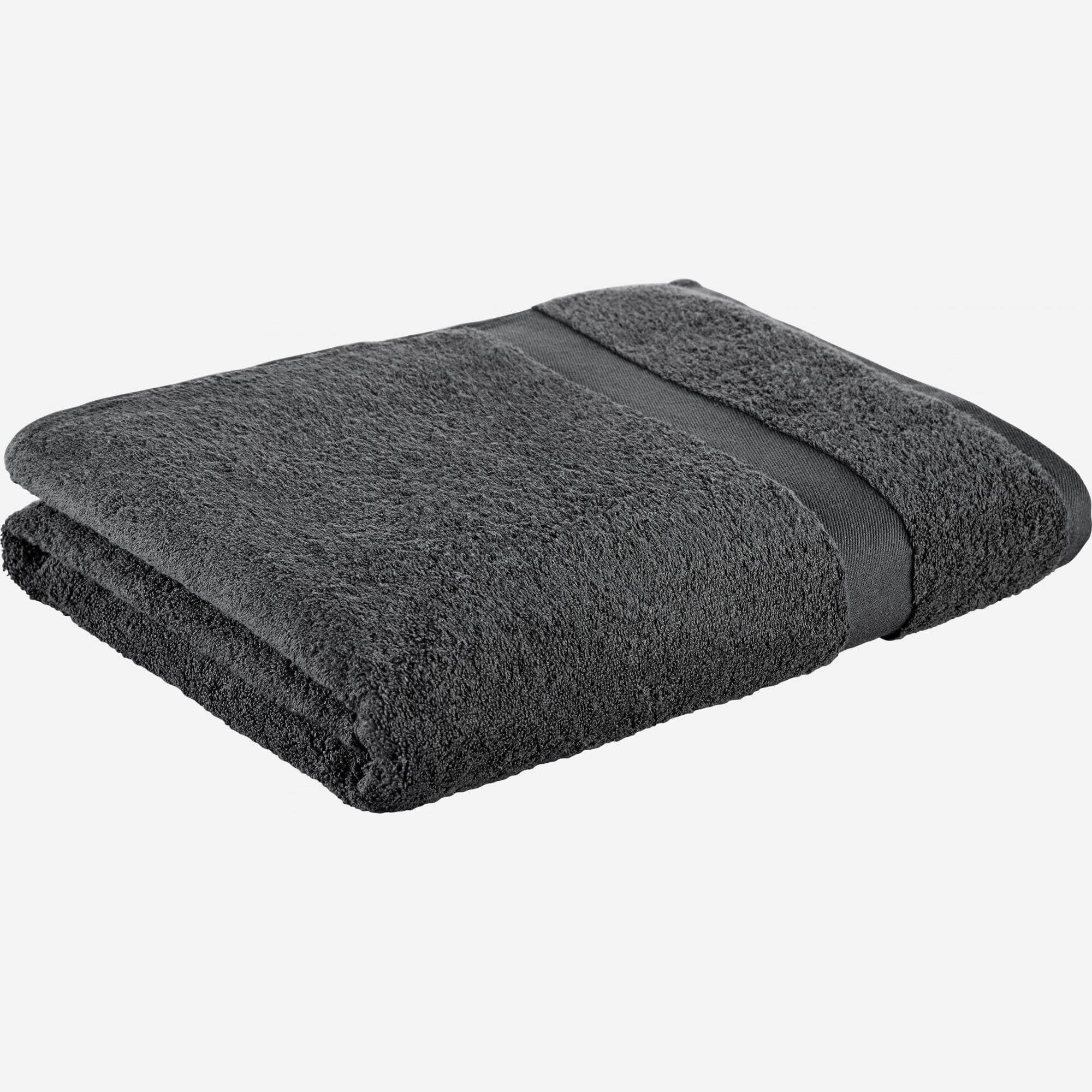 Drap de bain gris en coton 100x165cm 