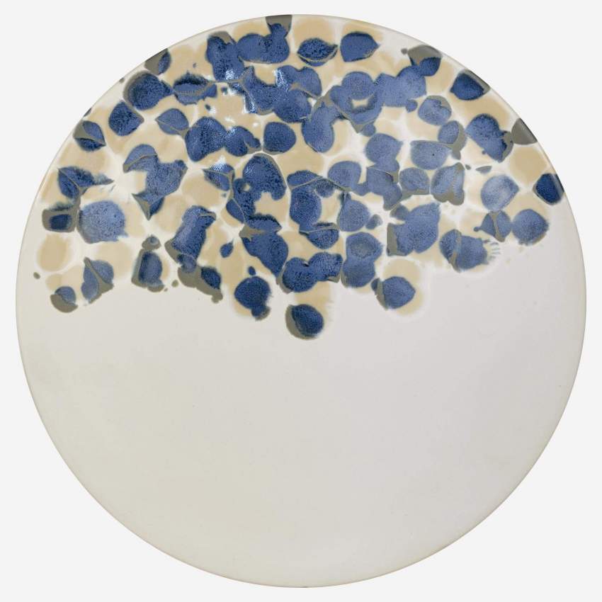 Assiette plate en grès - 28 cm - Bleu