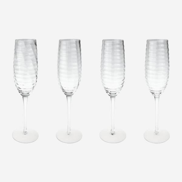 Lot de 4 flûtes à champagne en verre – 280 ml - Transparent