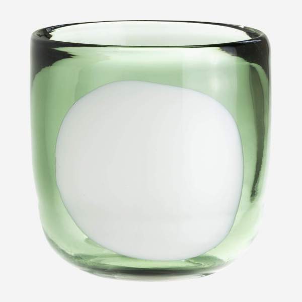 Porta-velas de vidro - 10 cm - Verde