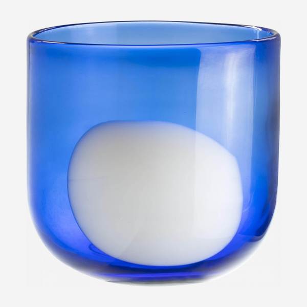 Porta-velas de vidro - 15 cm - Azul