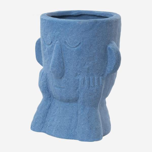 Jarro totem em cerâmica - 19 cm - Azul