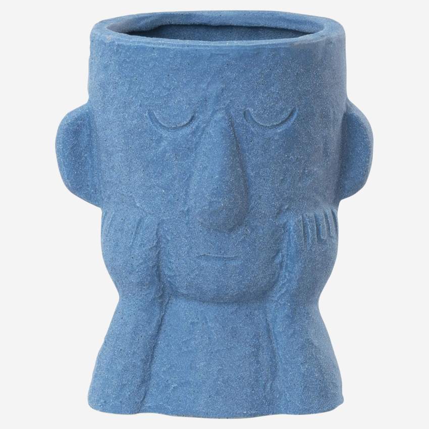 Jarrón tótem de cerámica - 19 cm - Azul