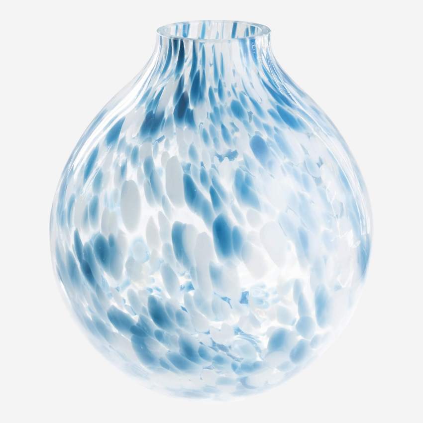 Vase en verre soufflé bouche- 30 x 33 cm - Bleu
