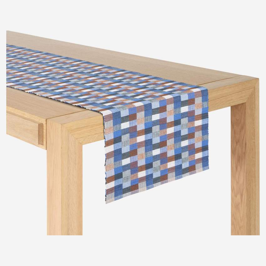 Camino de mesa de algodón - 140 x 40 cm - Azul