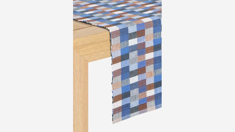 Camino de mesa de algodón - 140 x 40 cm - Azul