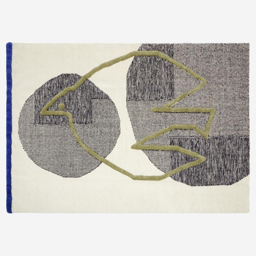 Tapis en laine et coton tissé main - 170 x 240 cm - Beige - Création de Floriane Jacques