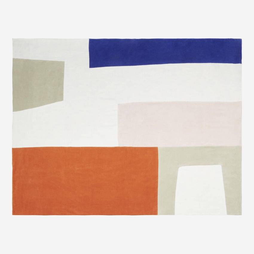 Plaid en coton et lin - 130 x 170 cm - Multicolore