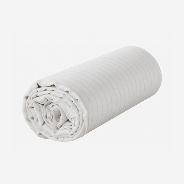 Lençol de baixo de algodão - 160 x 200 cm - Branco com listras bege