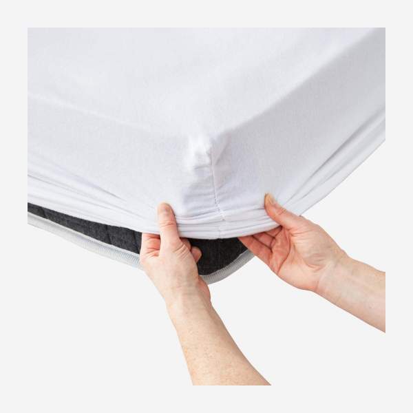 Protector de colchón de algodón - 140 x 200 cm - Blanco