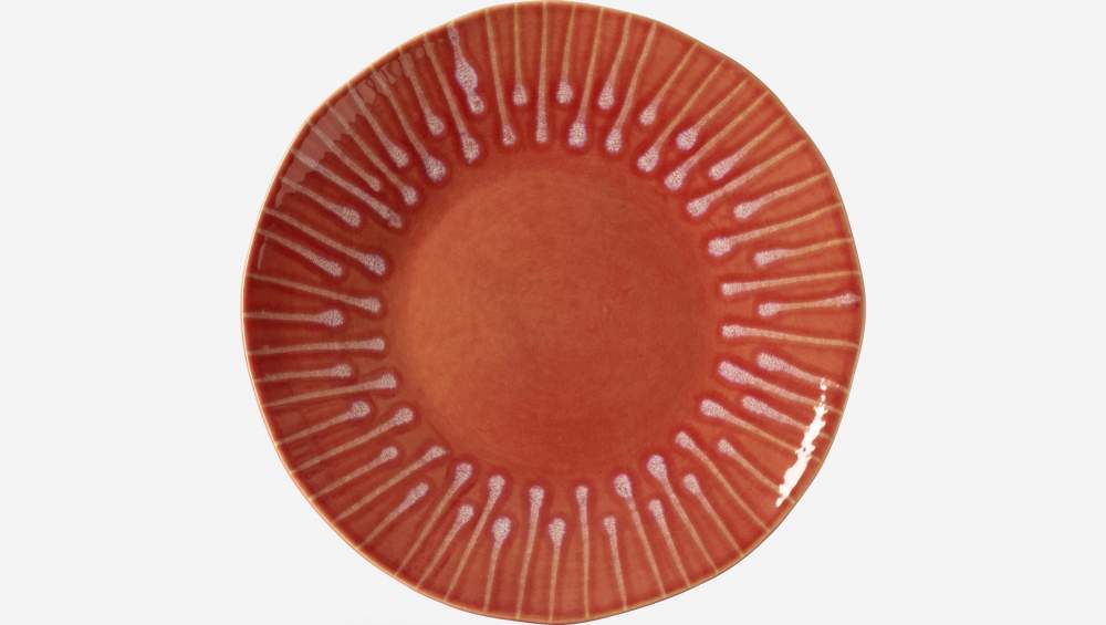 Plato de postre de gres - 21 cm - Rojo