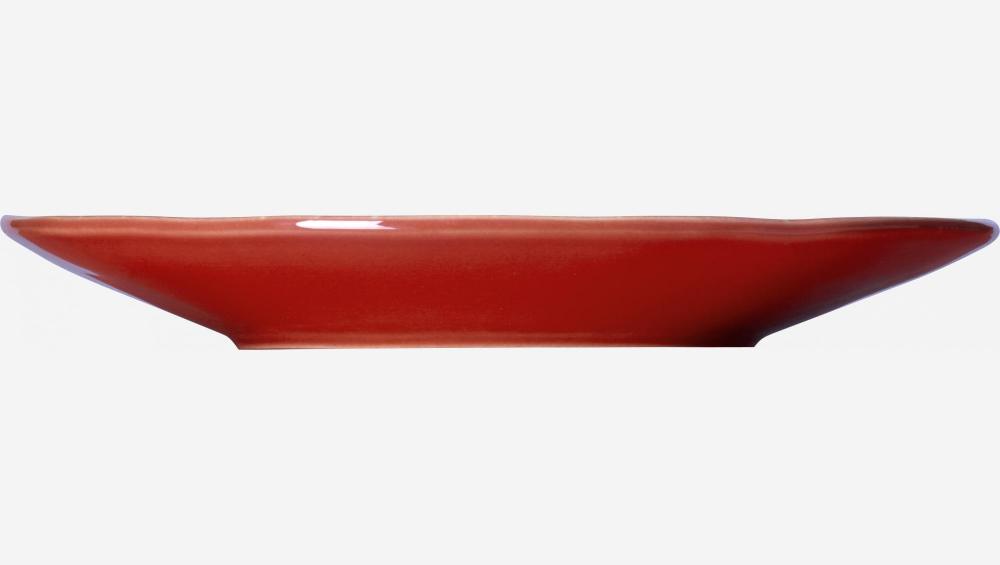 Plato de postre de gres - 21 cm - Rojo