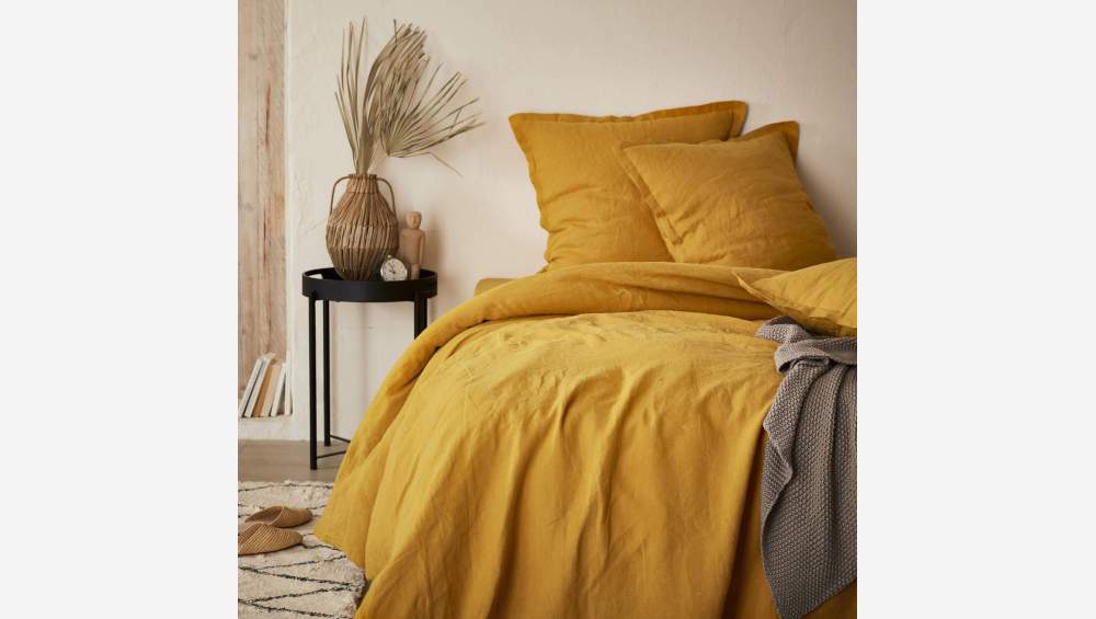 Funda de almohada de lino - 65 x 65 cm - Amarilla