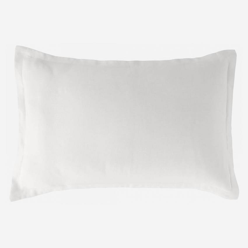 Funda de almohada de lino - 50 x 80 cm - Blanca