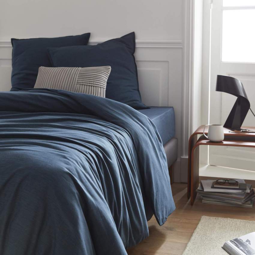 Funda de almohada de algodón - 65 x 65 cm - Azul oscuro
