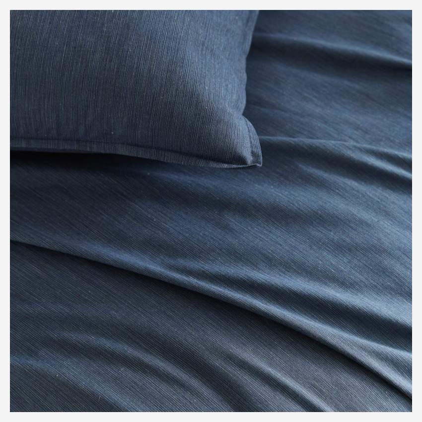 Drap housse en coton - 160 x 200 cm - Bleu nuit