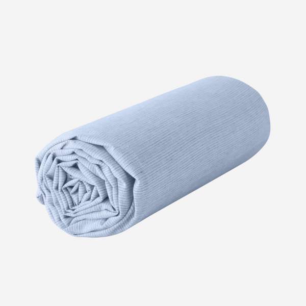 Sábana bajera de algodón - 180 x 200 cm - Azul claro