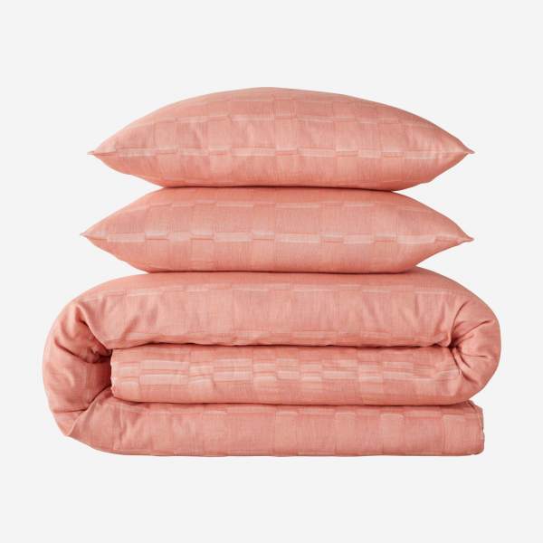 Bettwäscheset aus Baumwollgaze - 240 x 260 cm + 2 Kopfkissenbezüge 65 x 65 cm - Rosa