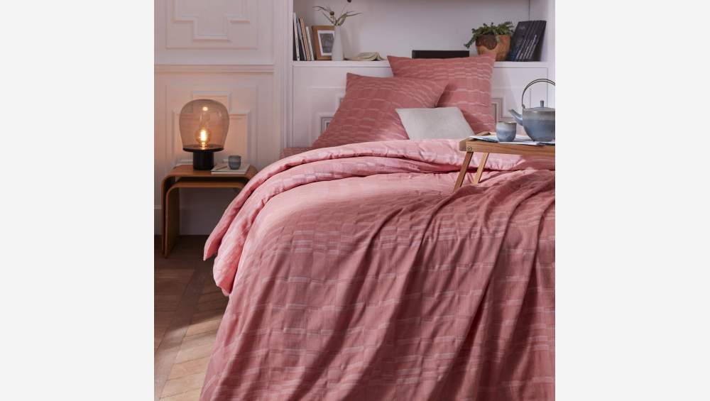 Juego de cama de gasa de algodón - 220 x 240 cm + 2 fundas almohada 65 x 65 cm - Rosa