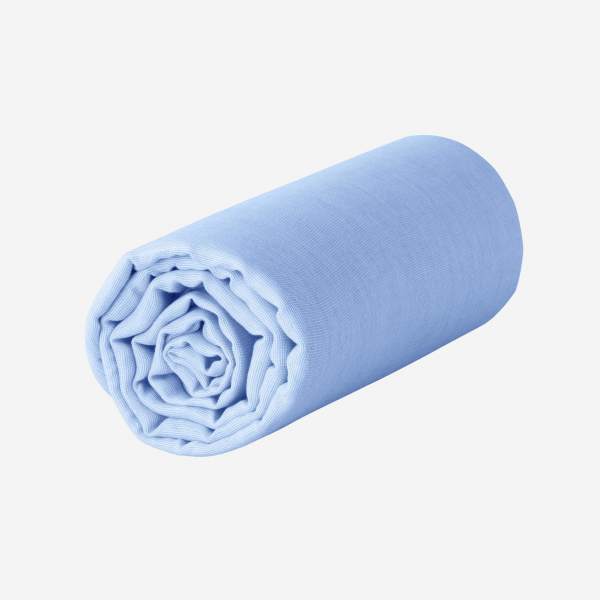 Lençol de baixo em gaze de algodão - 140 x 200 cm - Azul