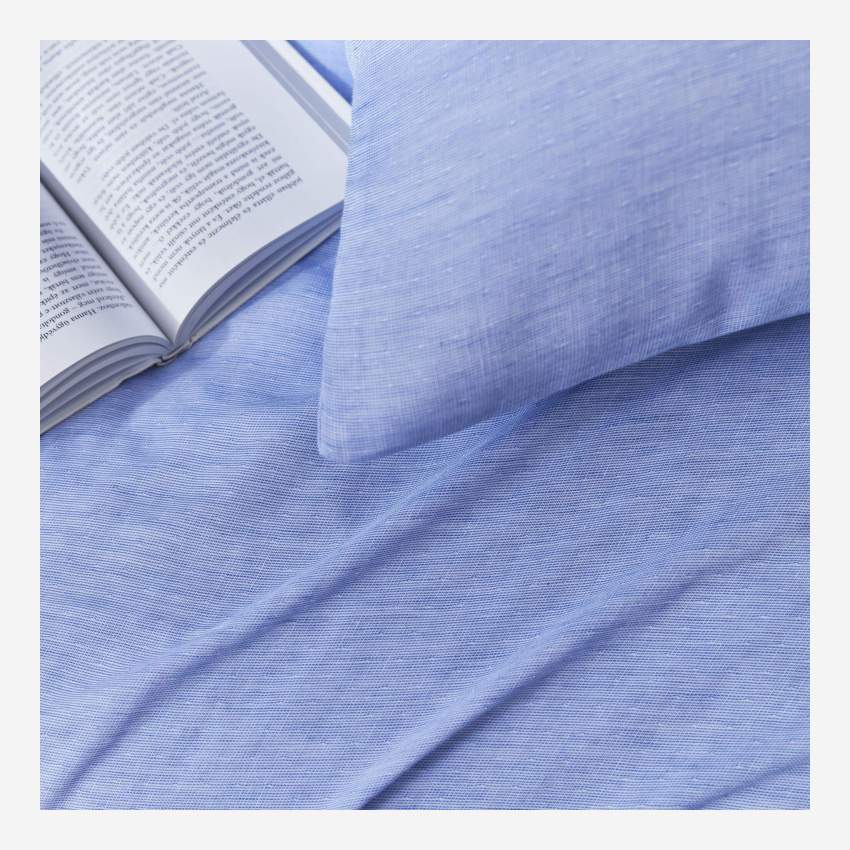 Parure de lit en gaze de coton - 220 x 240 cm + 2 taies d'oreiller 65 x 65 cm - Bleu