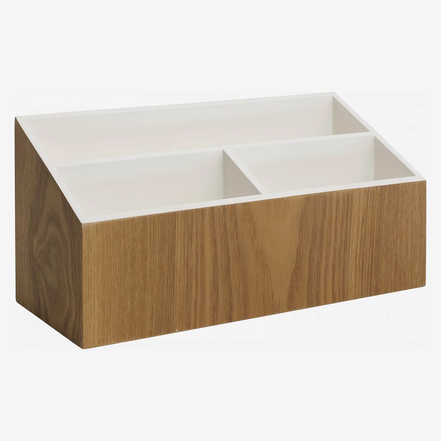 Wooden desk organiser with white lacquered interior - 3