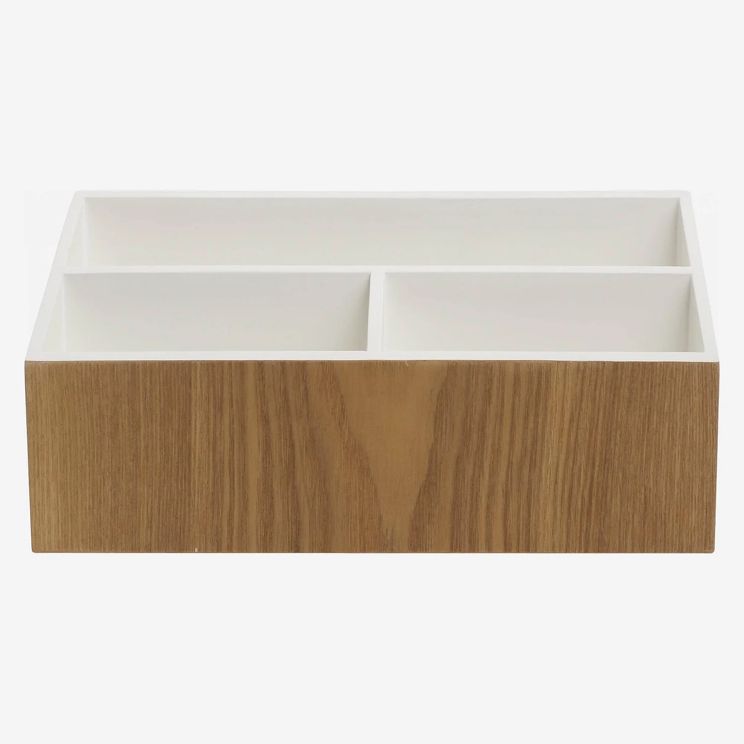 Wooden desk organiser with white lacquered interior - 1
