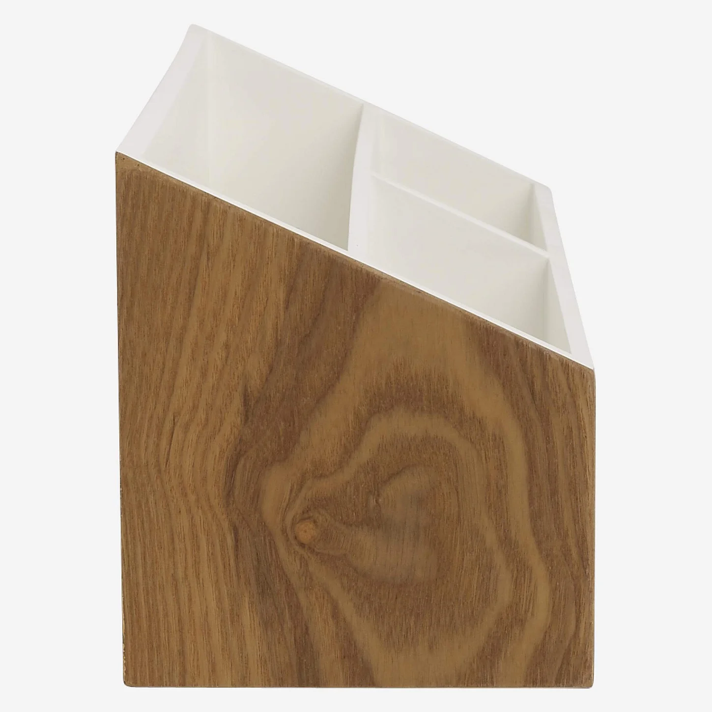 Wooden desk organiser with white lacquered interior - 4