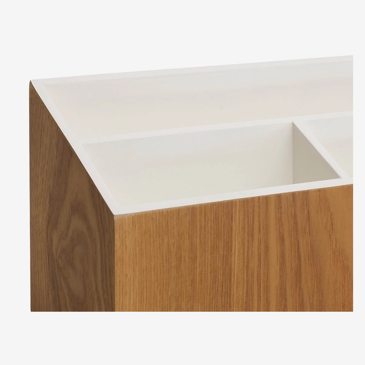 Wooden desk organiser with white lacquered interior - 2