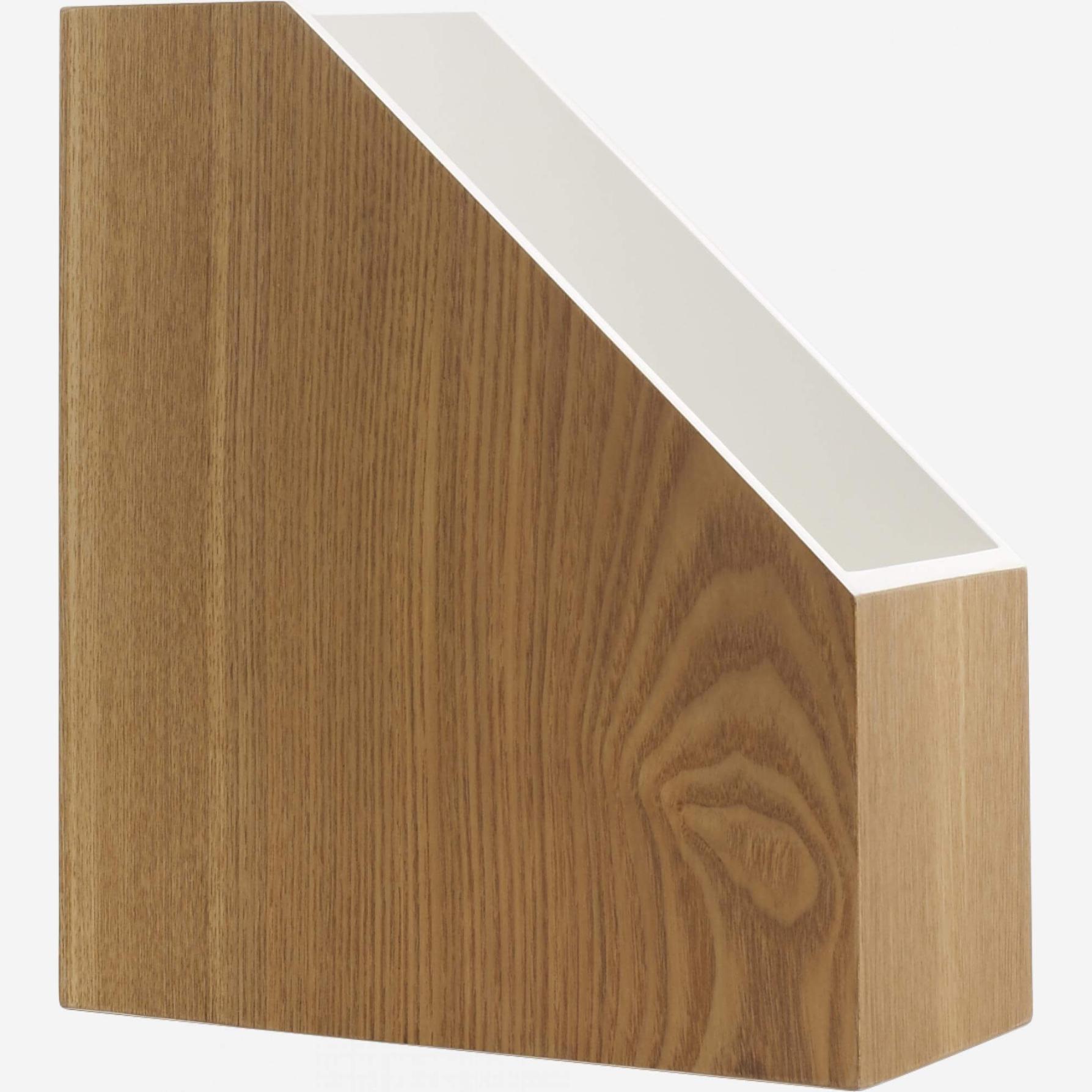 Wooden office storage with white lacquered interior - L25cm