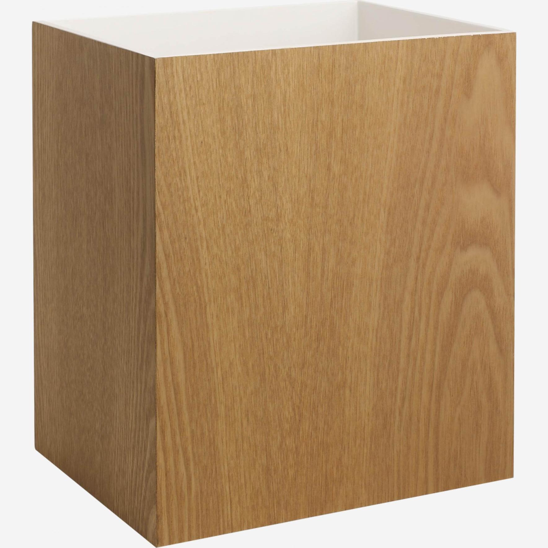 Wooden office bin with white lacquered interior