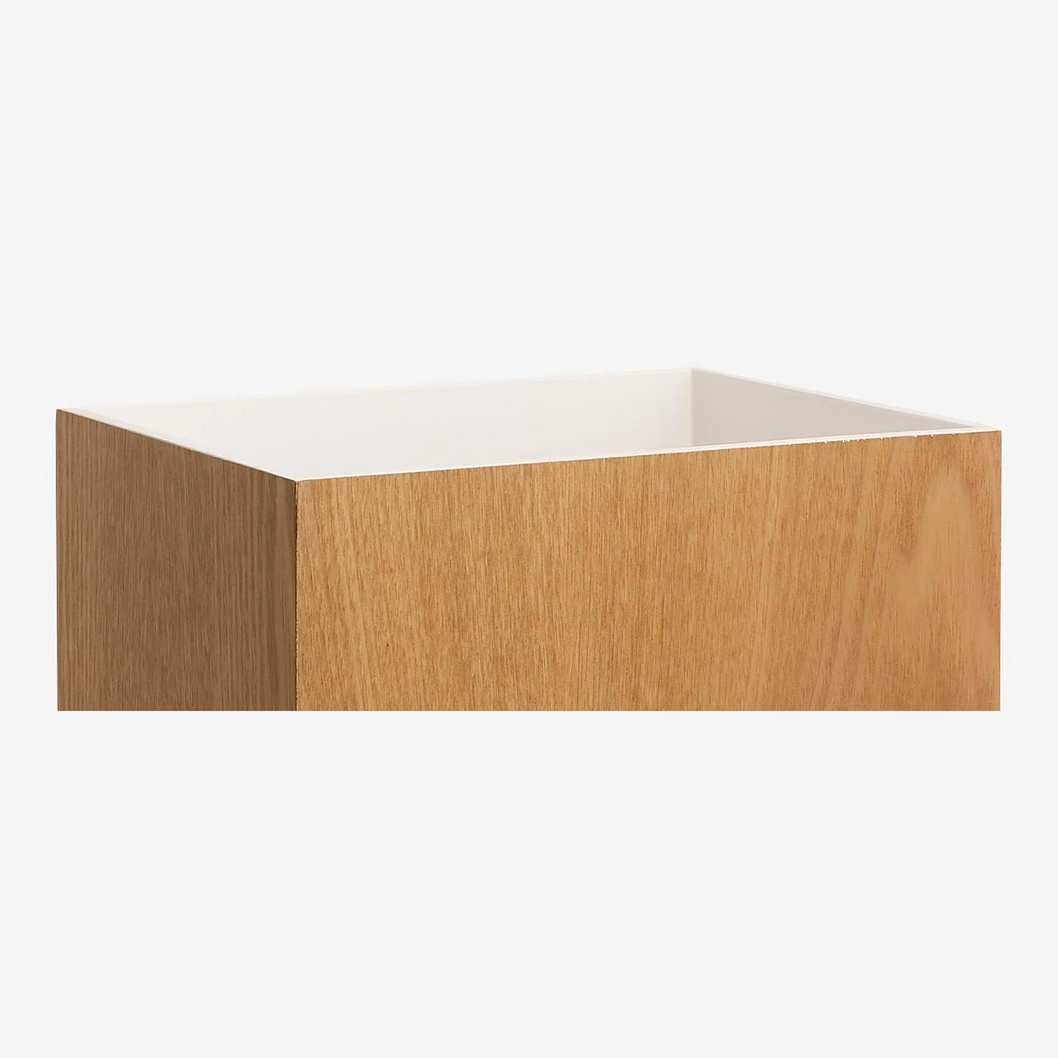 Poubelle de bureau en bois avec intérieur laqué blanc - 2